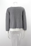 WomenBasic Round Neck Long Sleeve Striped Sweater