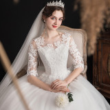 Womens Off Shoulder Dream Fit Half-Sleeve Lace Bridal Wedding Dress