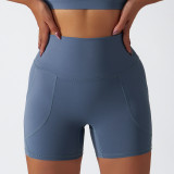 Women Fitness Pants Quick Dry High Waist Pocket Running Sports Yoga Shorts