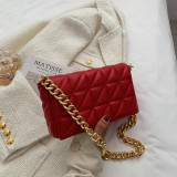 Trendy damestassen, populaire schoudertas met borduurlijn ruit, vierkante kettingtas