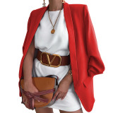 Women Solid Long Sleeve Jacket Fashion Turndown Collar Slim Fit Cardigan Blazer