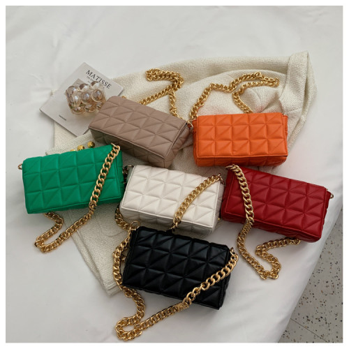Trendige Damentaschen, beliebte Rhombus-Umhängetasche mit Stickerei, quadratische Kettentasche