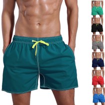 Pantalones cortos de verano para hombre Pantalones de playa Pantalones de playa sólidos de algodón de color sólido