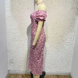 Women'S Off Shoulder Dress Classic Floral Elegant Slim Fit Slit Dress
