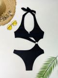 Sexy Halter Lace-Up One Piece Swimsuit