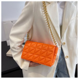 Trendy damestassen, populaire schoudertas met borduurlijn ruit, vierkante kettingtas
