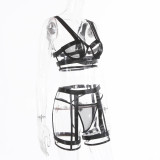 Women Sexy Lace-Up Leg Exotic Bra And Panty Lingerie Set