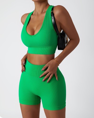Traje de yoga sin costuras Sexy de cintura alta ajustado traje de yoga deportivo para mujer Push Up Tank Fitness Suit