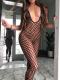 Sexy See-Through Women'S Strap Backless Hollowout Nightclub Fishnet One Piece Sexy Jumpsuit
