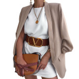 Women Solid Long Sleeve Jacket Fashion Turndown Collar Slim Fit Cardigan Blazer
