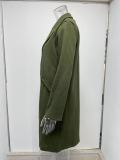 Abrigo de lana con botones y cuello vuelto de color liso para mujer de otoño e invierno