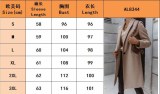 Autumn And Winter Women Solid Color Turndown Collar Button Woolen Coat