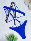 One Piece Swimsuit Patchwork Bikini Women's Cross Swimsuit Color Block Bikini