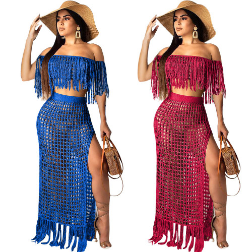 Summer Cutout Sexy Fashion Mesh Glands See-Through Two Piece Suit Women