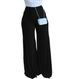 Women's Thin Multicolor Loose High Waist Casual Trousers Wide Leg Pants Bell Bottom Pants