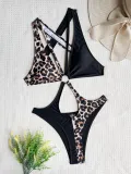 One Piece Swimsuit Patchwork Bikini Women's Cross Swimsuit Color Block Bikini
