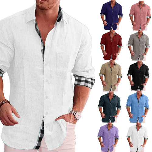 Chemises pour hommes à manches longues Chemises décontractées en lin d'automne