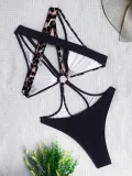 One Piece Swimsuit Patchwork Bikini Women's Cross Swimsuit Color Block Bikini