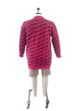 Plus Plus Size Women's Knitting Letter Ripped Sweater Maxi Sweater