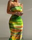 Women Sexy One Shoulder Cutout Print Long Dress