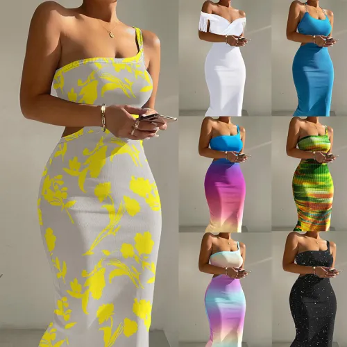 Women Sexy One Shoulder Cutout Long Dress