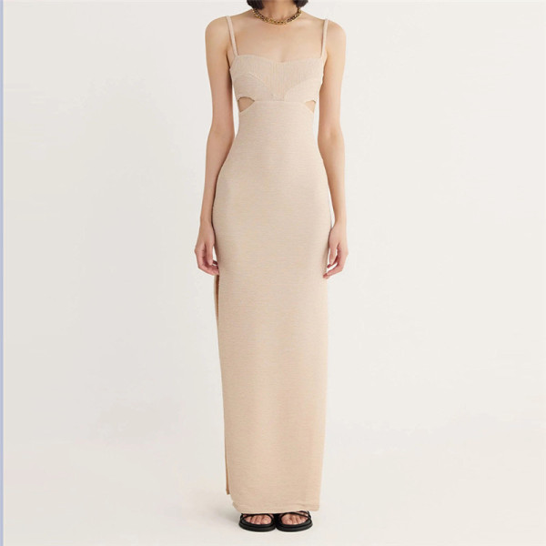 Summer Women'S Fashion Sling Sexy Cutout Slim Slit Long Dress