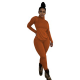 Women'S Fall Comfort Casual Solid Long Sleeve Two Piece Tracksuit