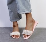 Ladies Summer Flat Slip-On Pearl Sandals