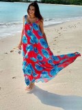 Women Summer Sling Boho Print Sleeveless Dress