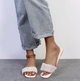 Ladies Summer Flat Slip-On Pearl Sandals