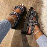 Women Summer Casual Solid Velcro Platform Sandals