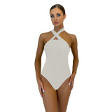 Women Solid Color Sexy Ribbed Bodysuit