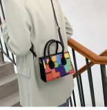 Contrast color hand-held one-shoulder small square bag geometric horizontal Casual one-shoulder messenger bag