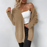 Solid color Bat Sleeves Knitting shirt women's autumn and winter one button sweater women