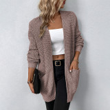 Autumn and winter women's knitting shirt solid color pocket sweater women's cardigan jacket