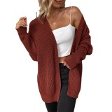 Solid color Bat Sleeves Knitting shirt women's autumn and winter one button sweater women