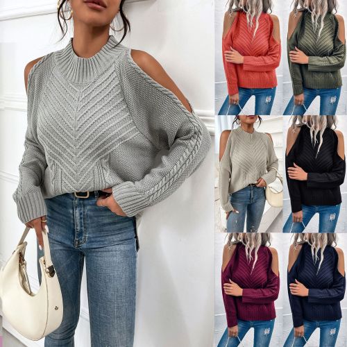 Loose Sweater Fall Winter Off Shoulder Casual Thermal Top