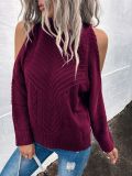 Suéter solto outono inverno sem ombro blusa térmica casual