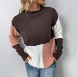 pull à col roulé demi-colorblock chemise à tricoter automne et hiver pour femmes
