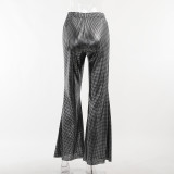 Fashion Trend Casual High Waist Slim Fit Sparkling Bell Bottom Pants