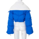 Autumn And Winter Polar Fleece Coat Fleece Warm Patchwork Fur Collar Coat Jacket