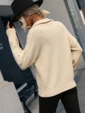 Autumn And Winter Turtleneck Zipper Solid Color Women'S Knitting Shirt Sweater