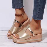 Summer Plus Size Women'S Shoes Eva Wedge Heel Platform Slip-On Slippers