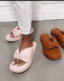 Zapatillas de exterior Mujer Moda de verano Color sólido Tallas grandes Chanclas Sandalias Tacones de cuña Sandalias de plataforma