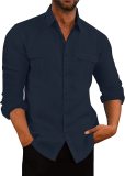 Camisas de hombre Camisas de manga larga con dos bolsillos