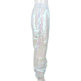Women Fall Color Changing Mesh See-Through Pants