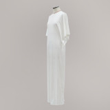 Women's Round Neck Solid Loose Gown Dress