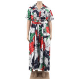 Summer Printed Long Casual Two-Wear Plus Size Women's Dress