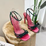 Women's Shoes Bow Ankle Strap Stiletto Color block Sandals