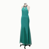 Women's Round Neck Sleeveless Gown Slim Maxi Dress